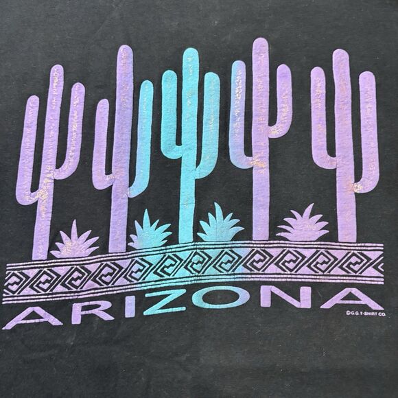 Vintage Arizona Southwestern Black Graphic T-Shirt Mens XL Fruit Of The Loom 90s - Picture 2 of 8
